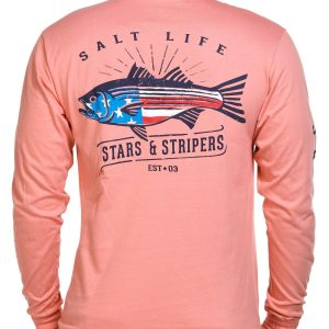 Salt Life Mens Stars & Stripers Long Sleeve Pocket Tee