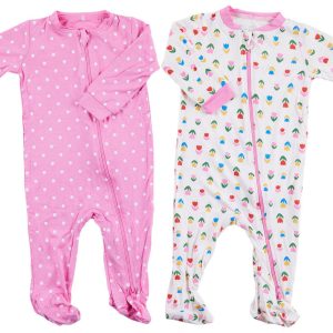 Milkberry Baby Girls 2 Pk Footed Sleepers