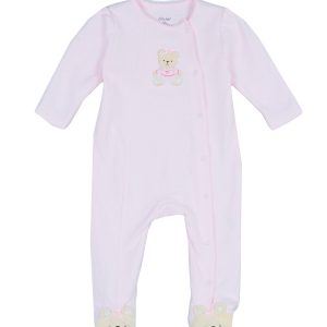 Baby Girls Pink Bear Footed One-Piece