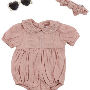 Rachel Zoe Baby Girls 3 pc Romper Headband Sunglasses Set