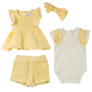 Rachel Zoe Toddler Girls 4 pc Crochet Romper+Bodysuit Set