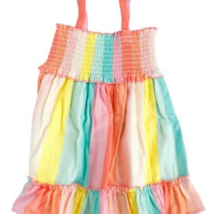 Peek Toddler Girls Smocked Gauze Metallic Stripe Dress
