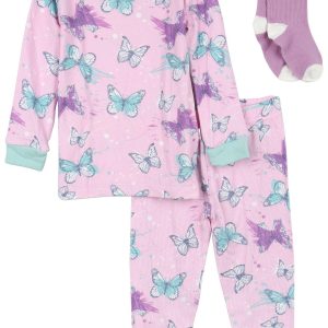 Sleep On It Toddler Girls 3 Pc Butterfly Pajama Pants Set