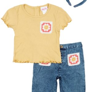 Little Lass Toddler Girls 3 Pc Denim Shorts Set