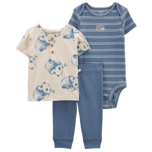 Baby Boys 3-pc. Short Sleeve Bodysuits Pant Set