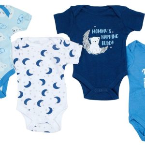 Koala Baby Baby Boys 4 Pk Short Sleeve Creepers