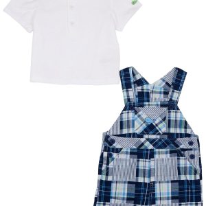 Little Me Baby Boys 2-pc. Patchwork Polo Shortall Set
