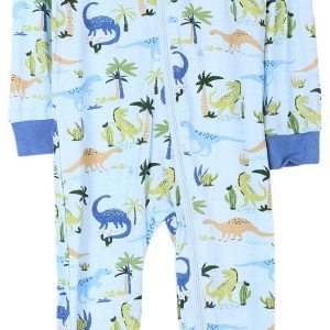 Little Me Baby Boys Dino Zip Front Footie