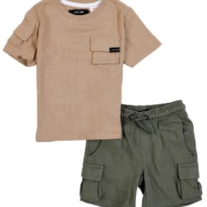 Joe's Jeans Toddler Boys 2 Pc Pocket Tee Cargo Shorts Set