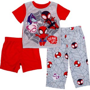 Spiderman Toddler Boys 3 Pc Shorts Pants Pajama Set