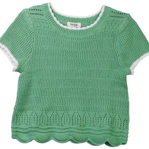 Speechless Big Girls Short Sleeve Crochet Sweater Top