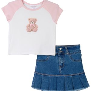 Tween Diva Little Girls 2 Pc Denim Skort Set