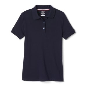 French Toast Big Girls Solid Picot Trim Uniform Polo Shirt