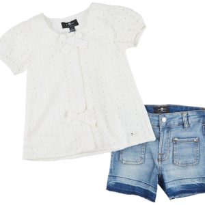 7 For All Mankind Big Girls 2 Pc Denim Shorts Set