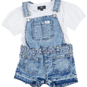 7 For All Mankind Little Girls 2-Piece Denim Overall Set
