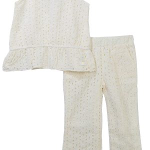 7 For All Mankind Little Girls 2 Pc Eyelet Pants Set
