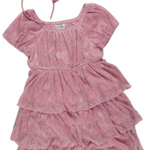 Speechless Big Girls Pink Celestial Print Foil Ruffle Dress