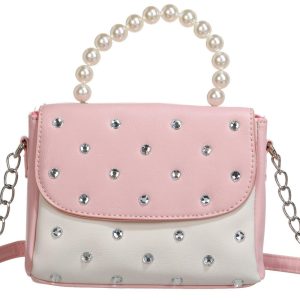 Girls Pearl Top Faux Leather Purse