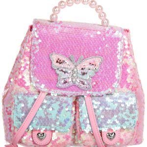 Girls Buttefly Sequin Pearl Top Backpack