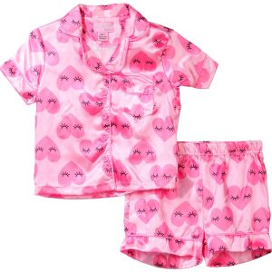 Freestyle Big Girls Button Front Pink Pajama Set