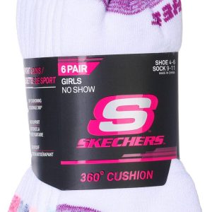 Sketchers Girls 6 Pk No Show Arch Support Socks