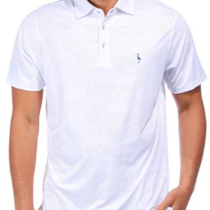 Tailorbyrd Men's Short Sleeve Honeycomb Jacquard Polo Tee