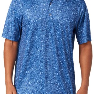 Greg Norman Mens Short Sleeve Print Golf Polo Shirt