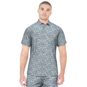 PGA TOUR Mens Pineapple Print Golf Button Down Shirt