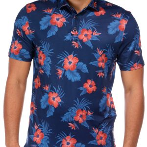 Men's Littleton Hibiscus Print Performance Polo Shirt