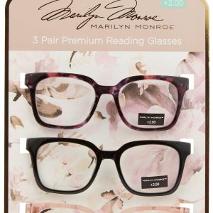 Marilyn Monroe 3 Pk Deep Classic Square Reading Glasses Set